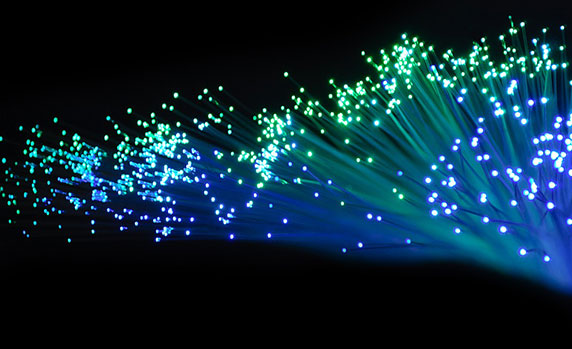 Ljus från flertalet fiberkablar